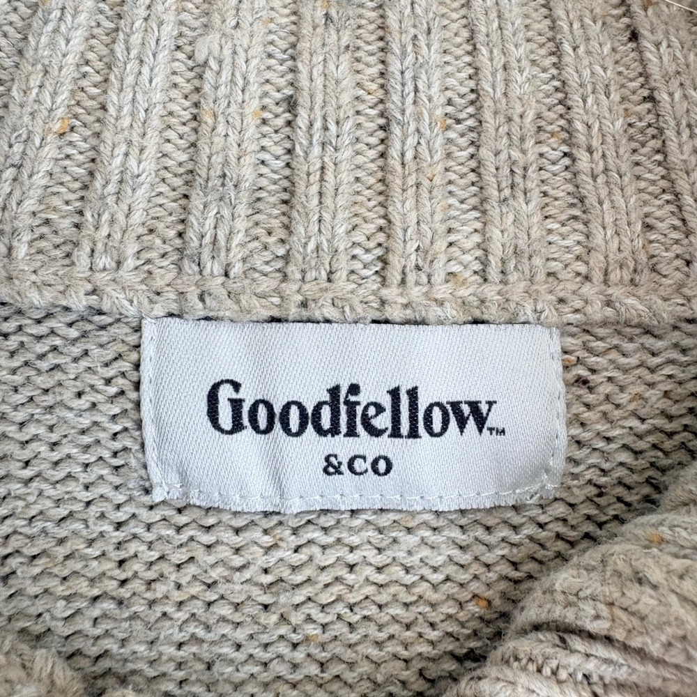 Goodfellow & Co Mens L Beige Speckled Sweater Mock Neck Button Pullover Academia - Picture 10 of 10